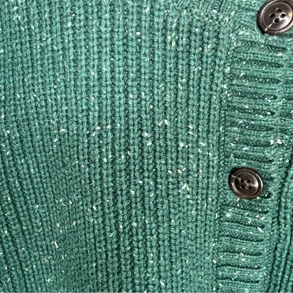 Talbots Button Up Cardigan Green Ruffle Sleeve Cable Knit Sz XL Country grandma - Picture 7 of 11